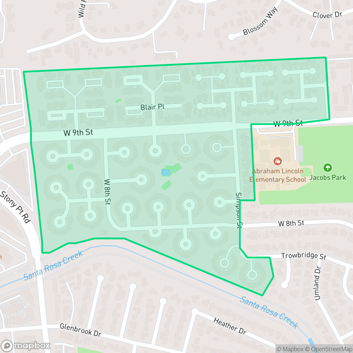 Map showing the location of Lincoln Manor Association, Santa Rosa, CA