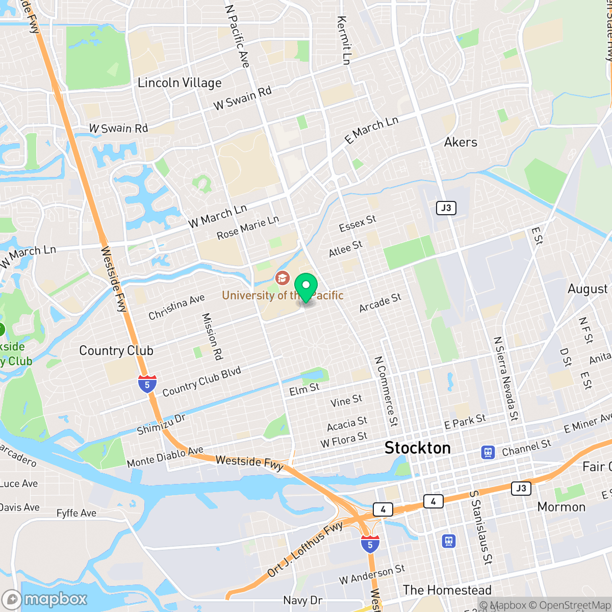 Map showing the location of Stockton, CA — coverage area