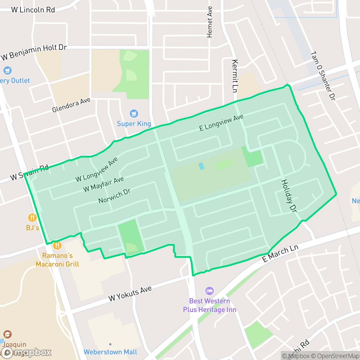 Map showing the location of Holiday Park, Stockton, CA