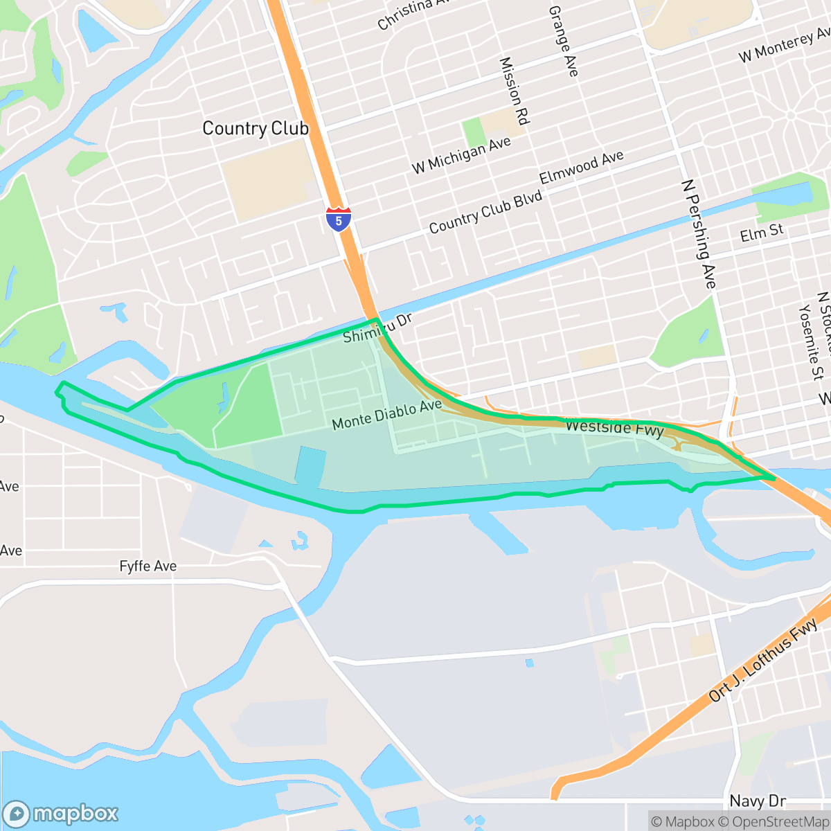 Map showing the location of Louis Park, Stockton, CA