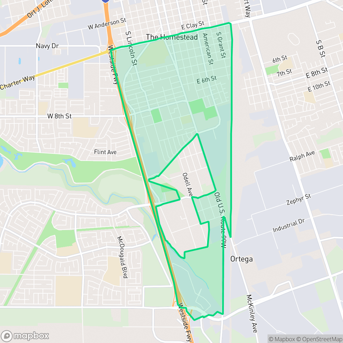 Map showing the location of McKinley Park, Stockton, CA
