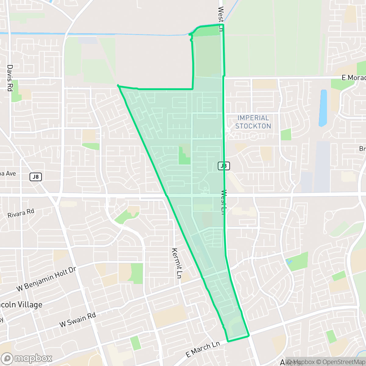Map showing the location of Tam O'Shanter, Stockton, CA