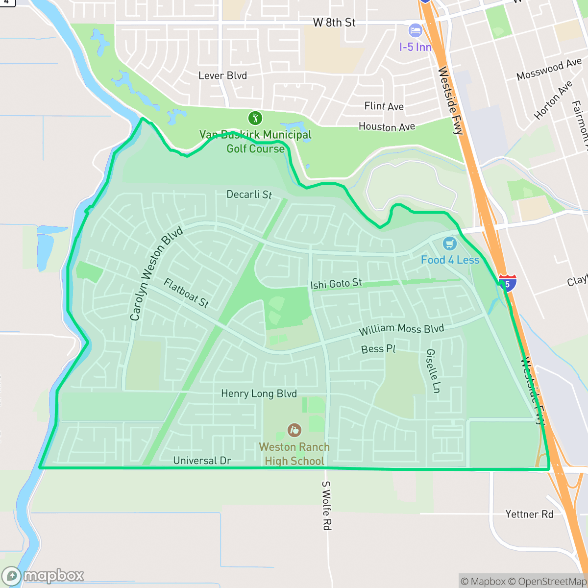 Map showing the location of Weston Ranch, Stockton, CA