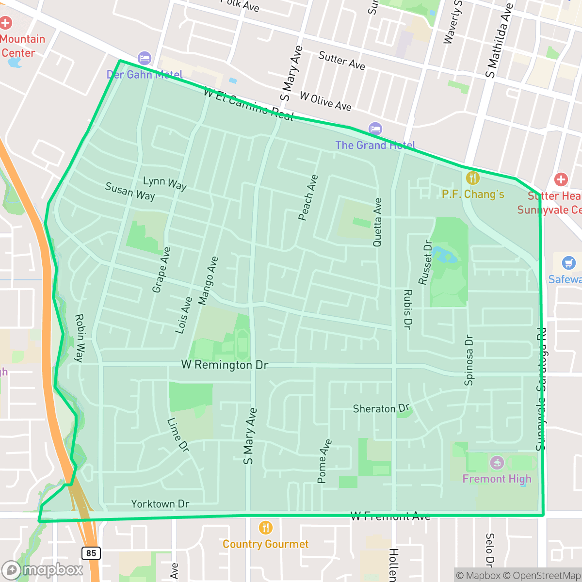 Map showing the location of De Anza, Sunnyvale, CA