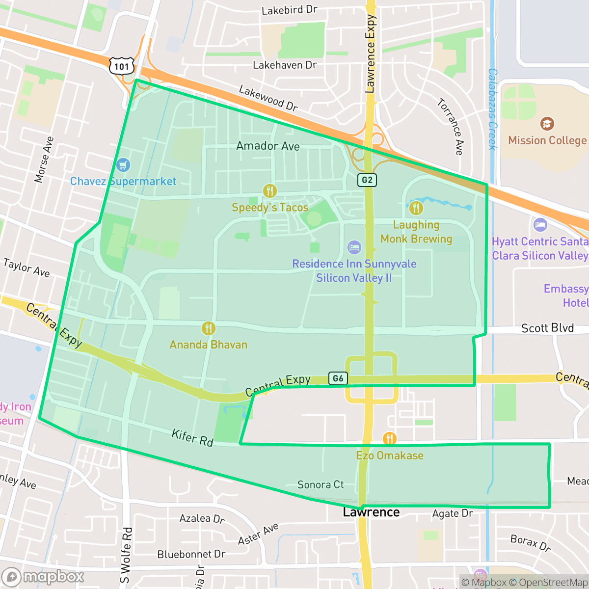 Map showing the location of East Murphy, Sunnyvale, CA