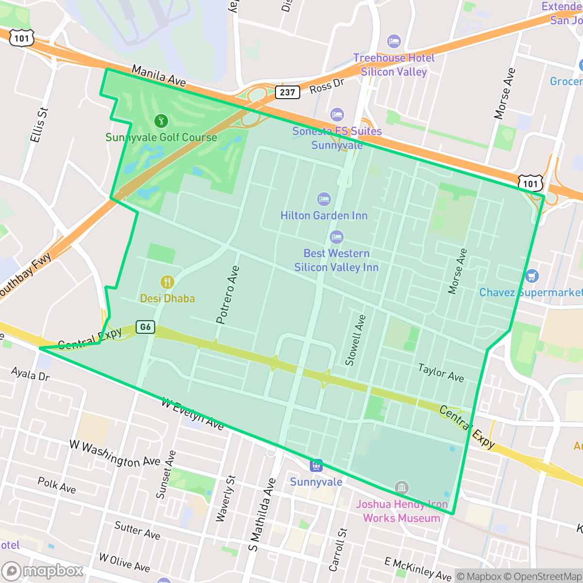 Map showing the location of West Murphy, Sunnyvale, CA