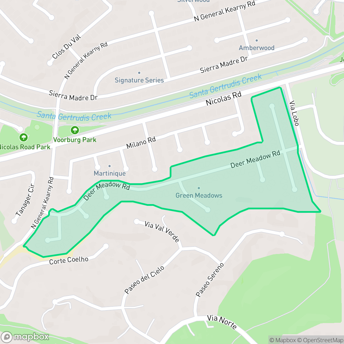 Map showing the location of Green Meadows, Temecula, CA