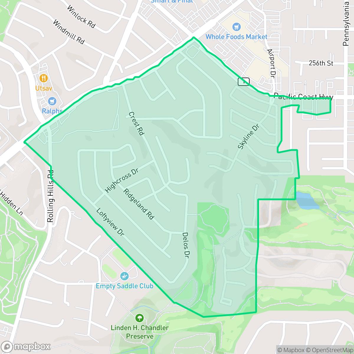 Map showing the location of Hillside, Torrance, CA