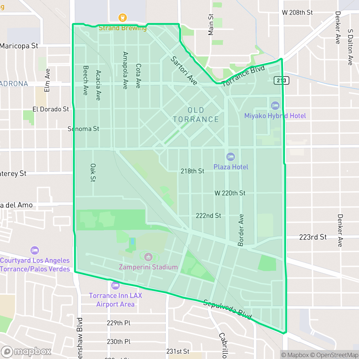 Map showing the location of Olde Torrance, Torrance, CA