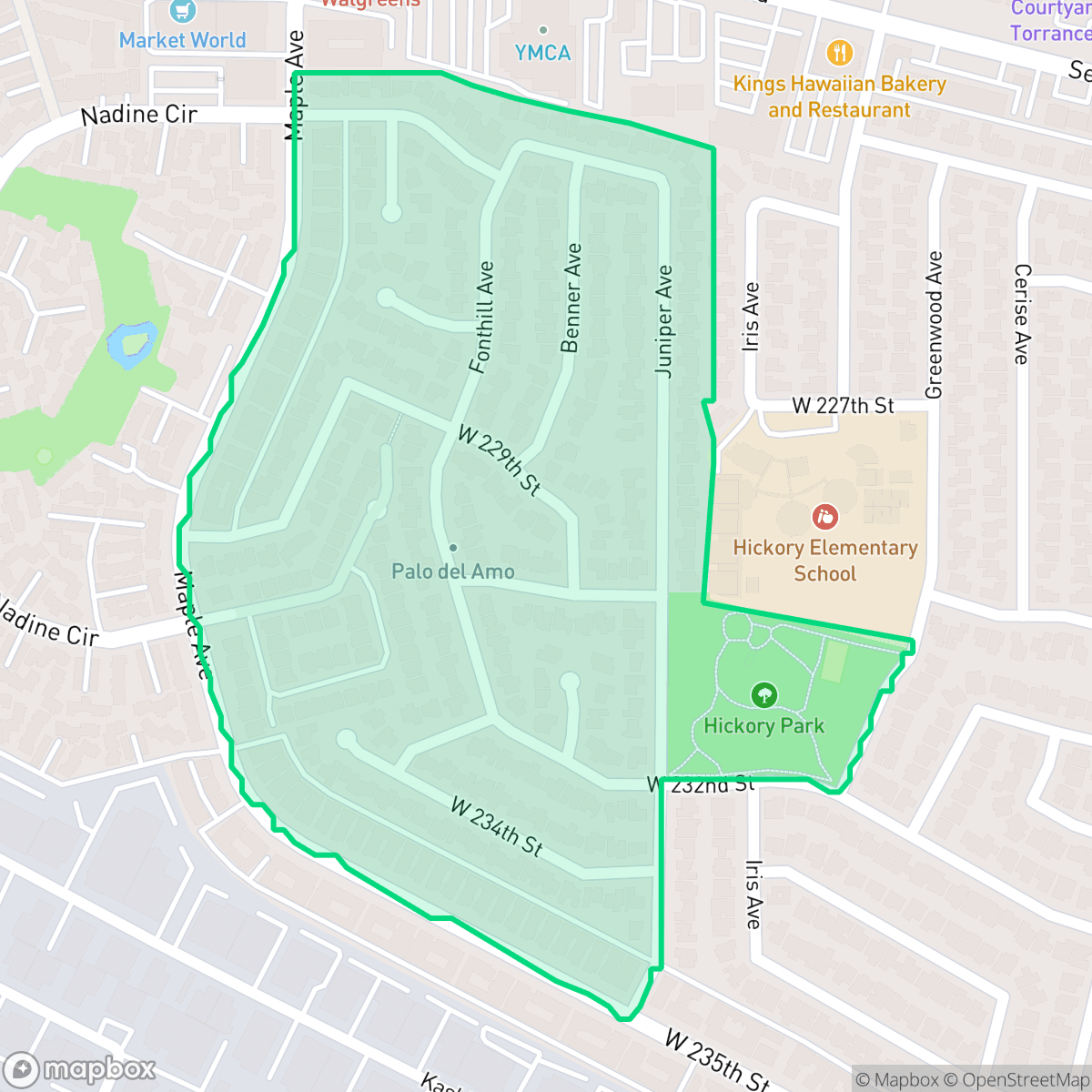 Map showing the location of Palo del Amo, Torrance, CA