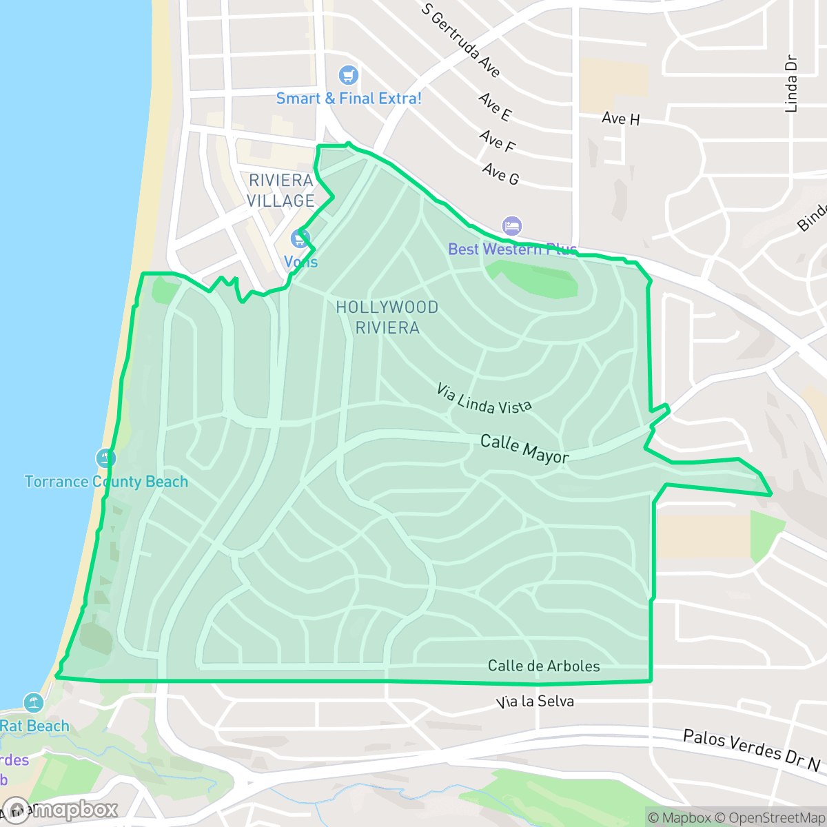 Map showing the location of Riviera, Torrance, CA