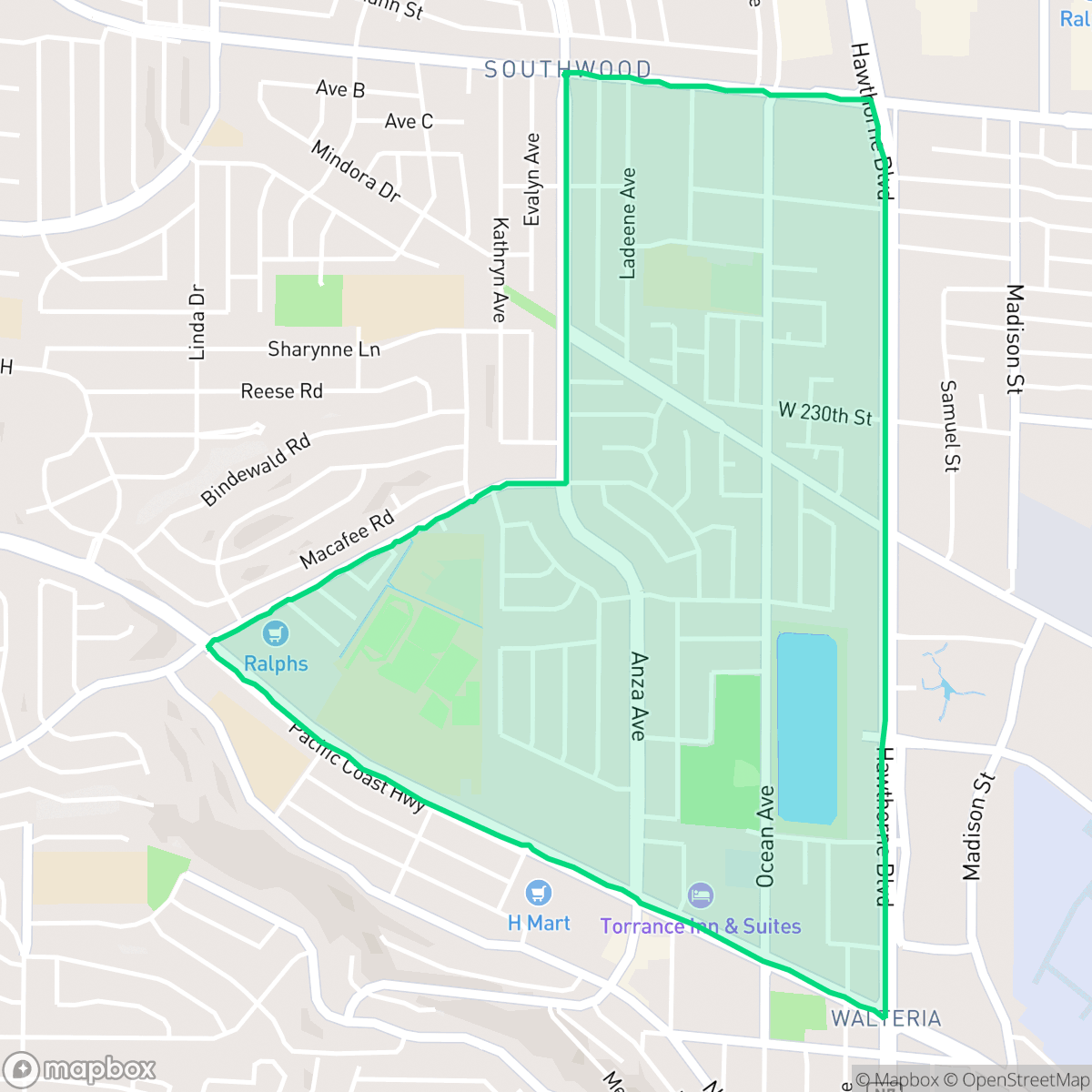 Map showing the location of Southwood Riviera, Torrance, CA