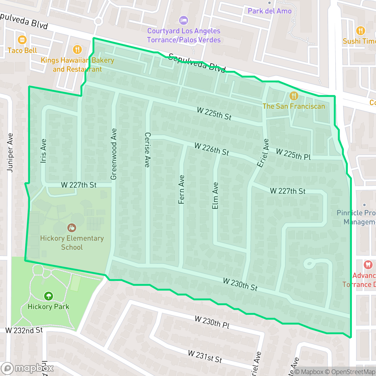 Map showing the location of Southwood Sunray, Torrance, CA