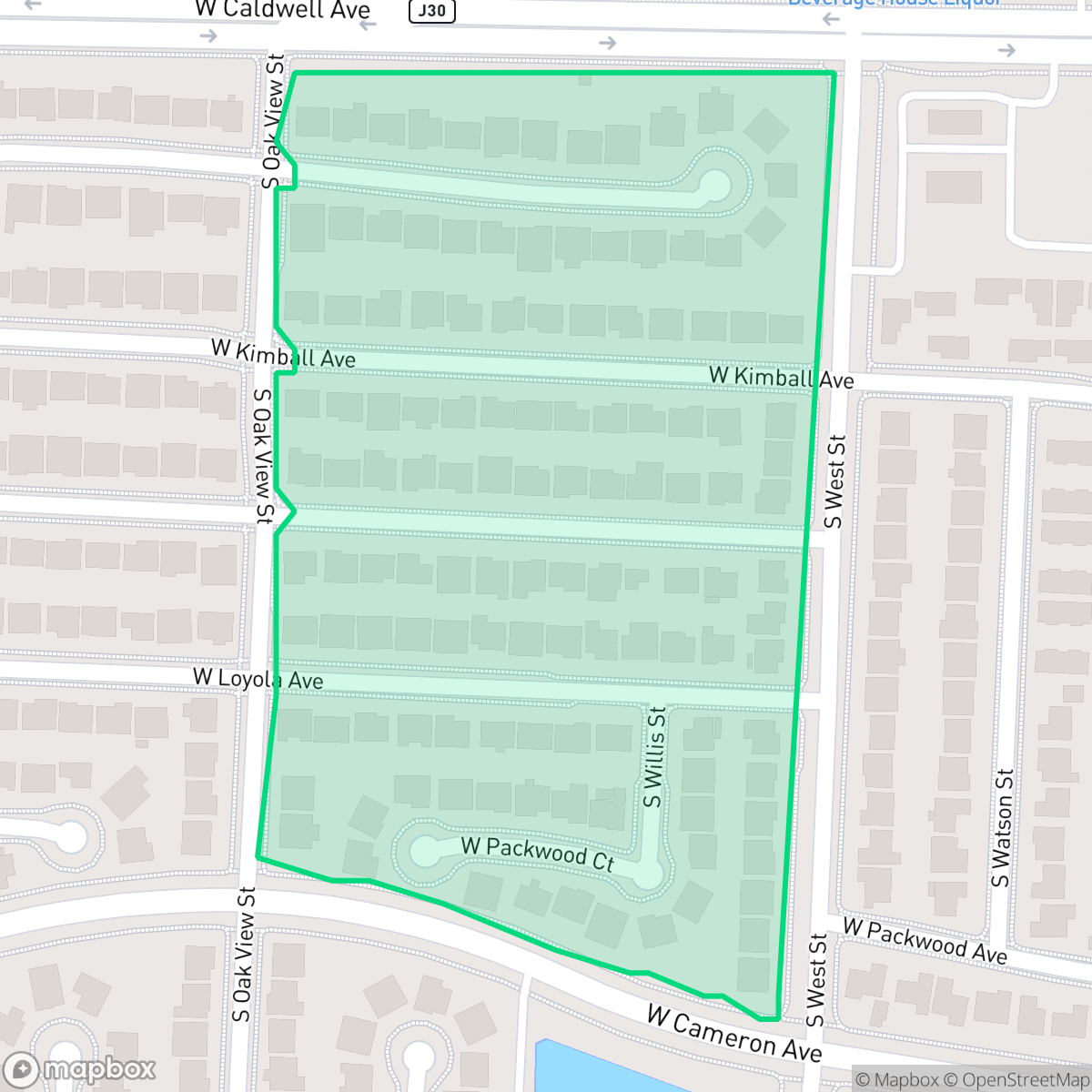 Map showing the location of Caldwell West Estates, Visalia, CA