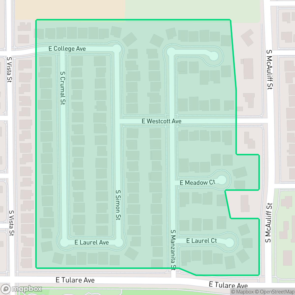 Map showing the location of Candelas, Visalia, CA