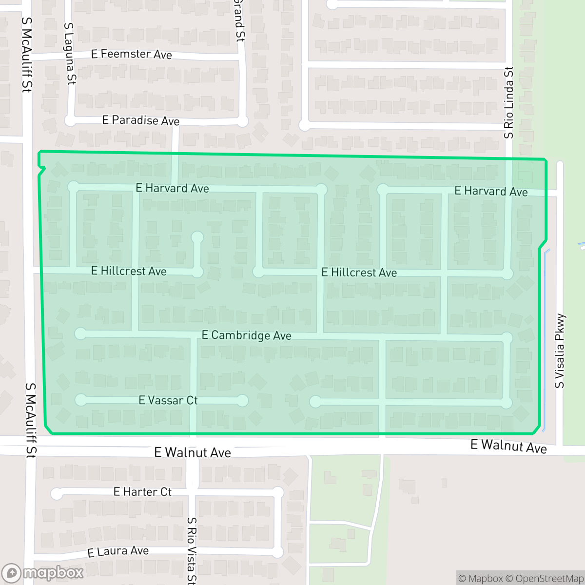 Map showing the location of Eagle Glen, Visalia, CA