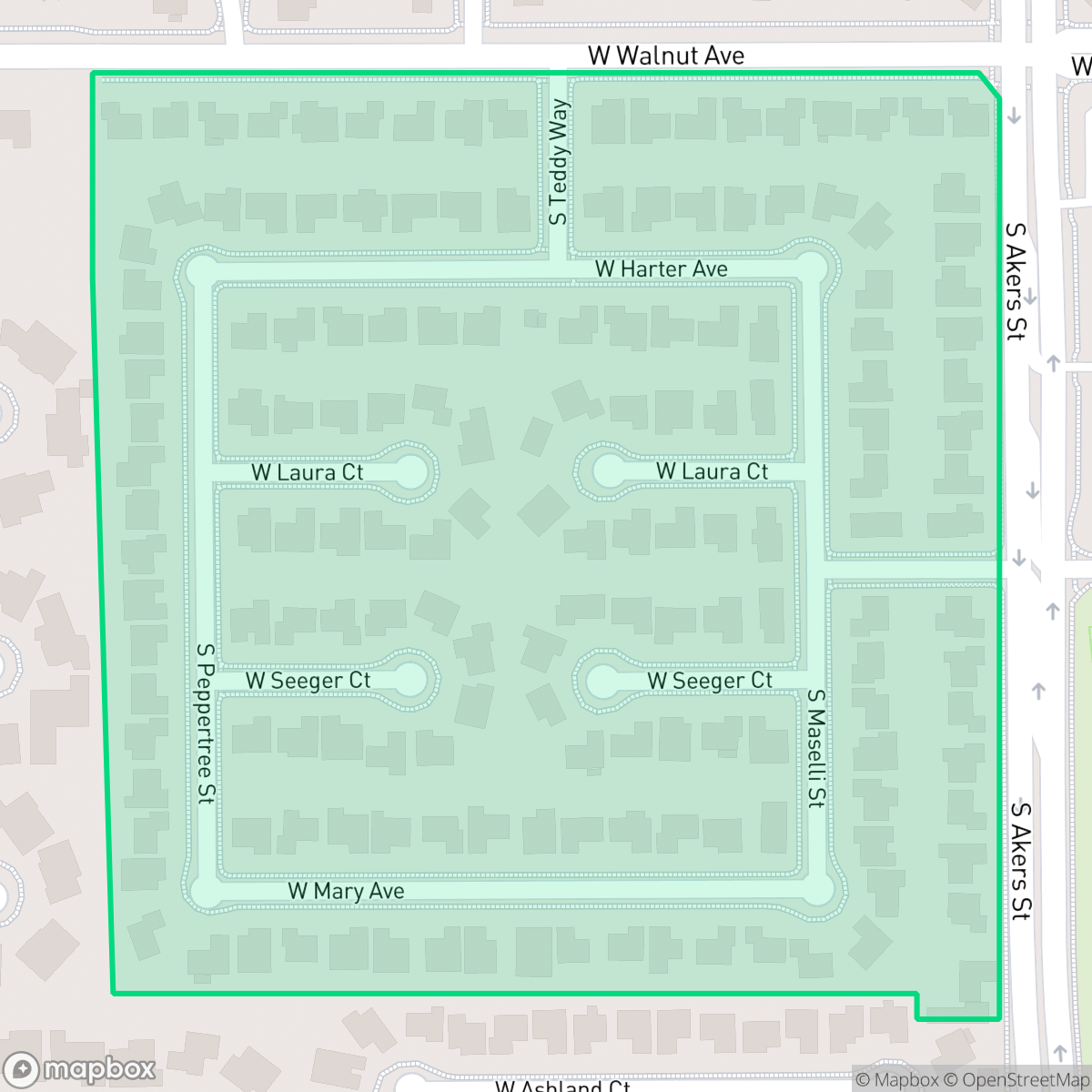 Map showing the location of Garden Estates, Visalia, CA