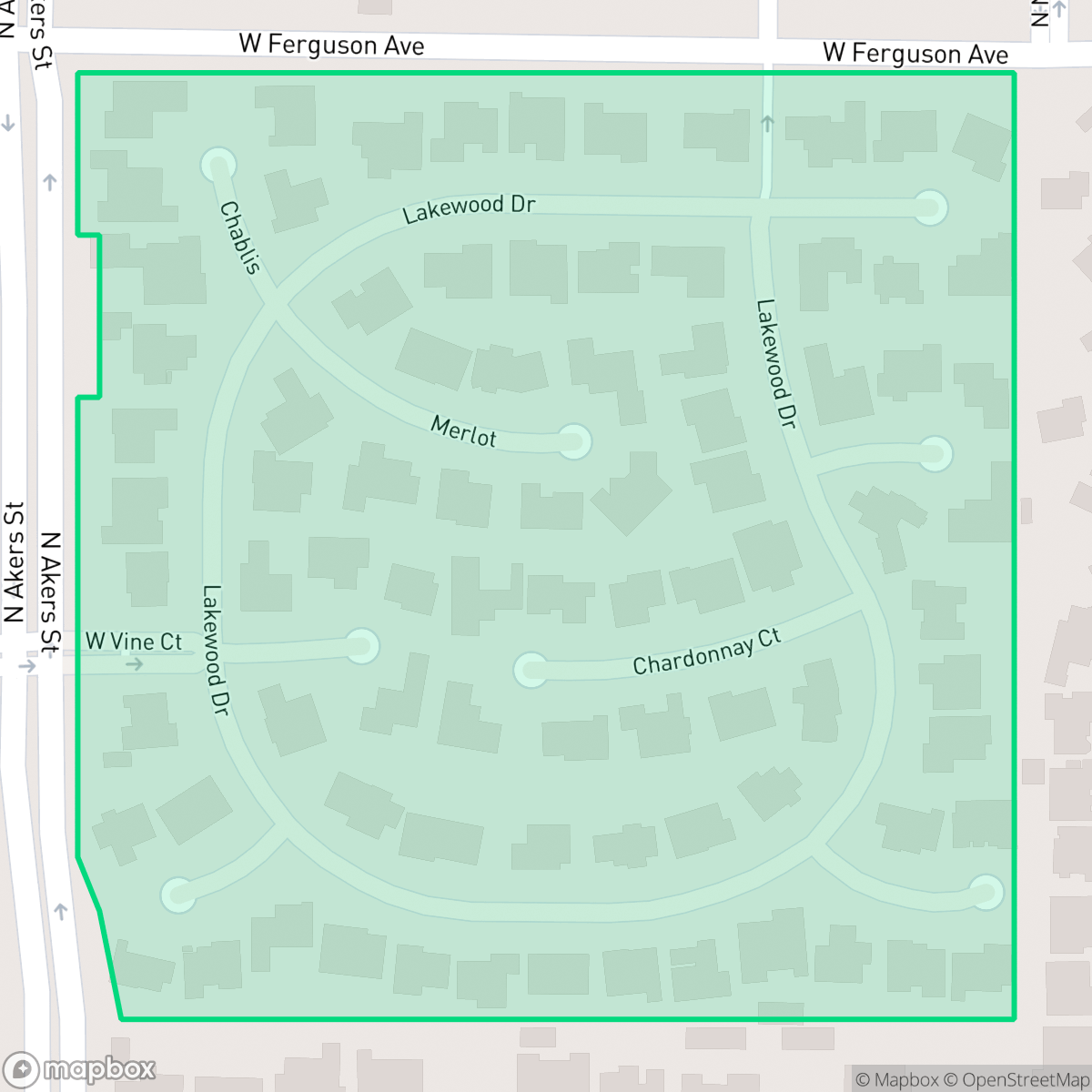 Map showing the location of Lakewood, Visalia, CA