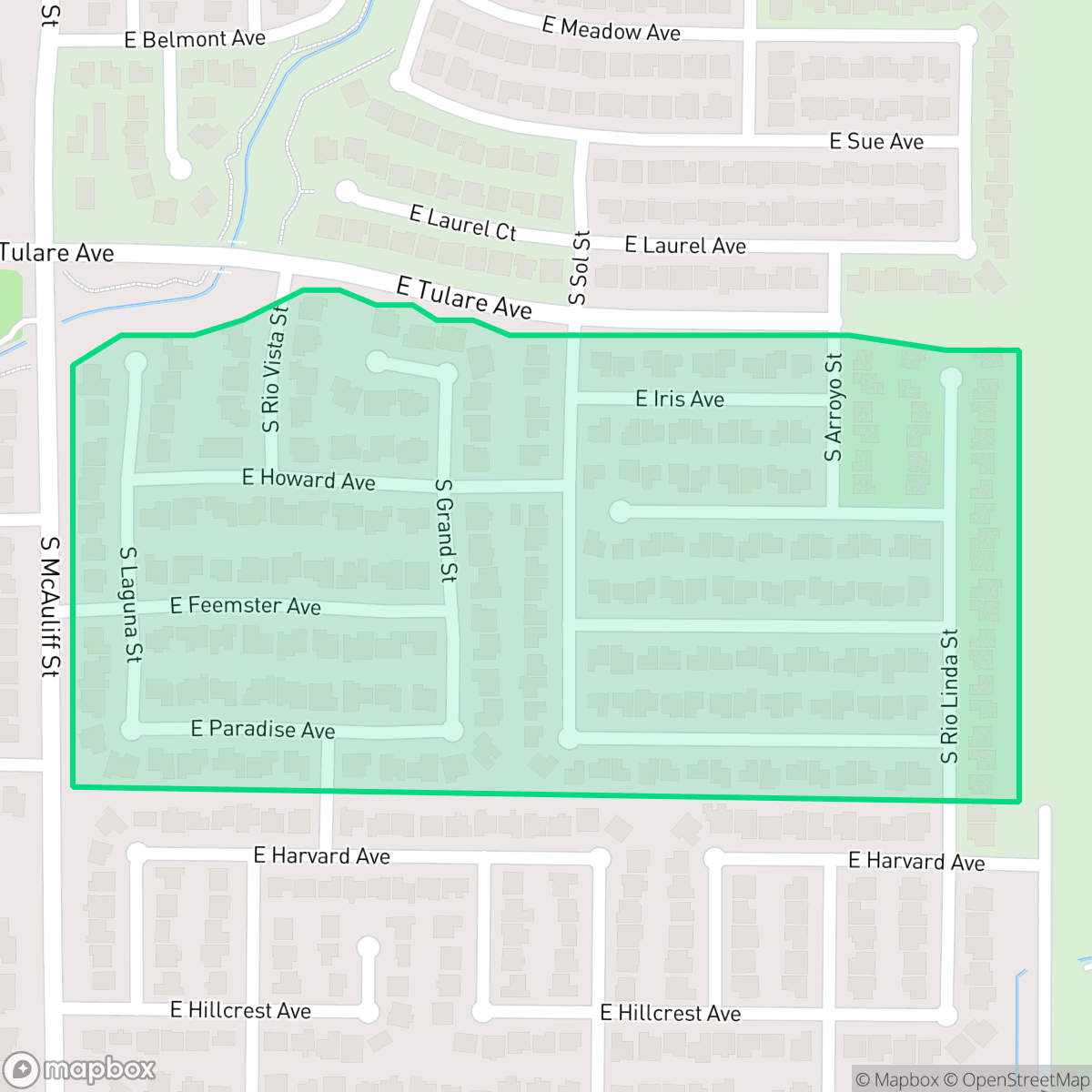 Map showing the location of Los Rios, Visalia, CA