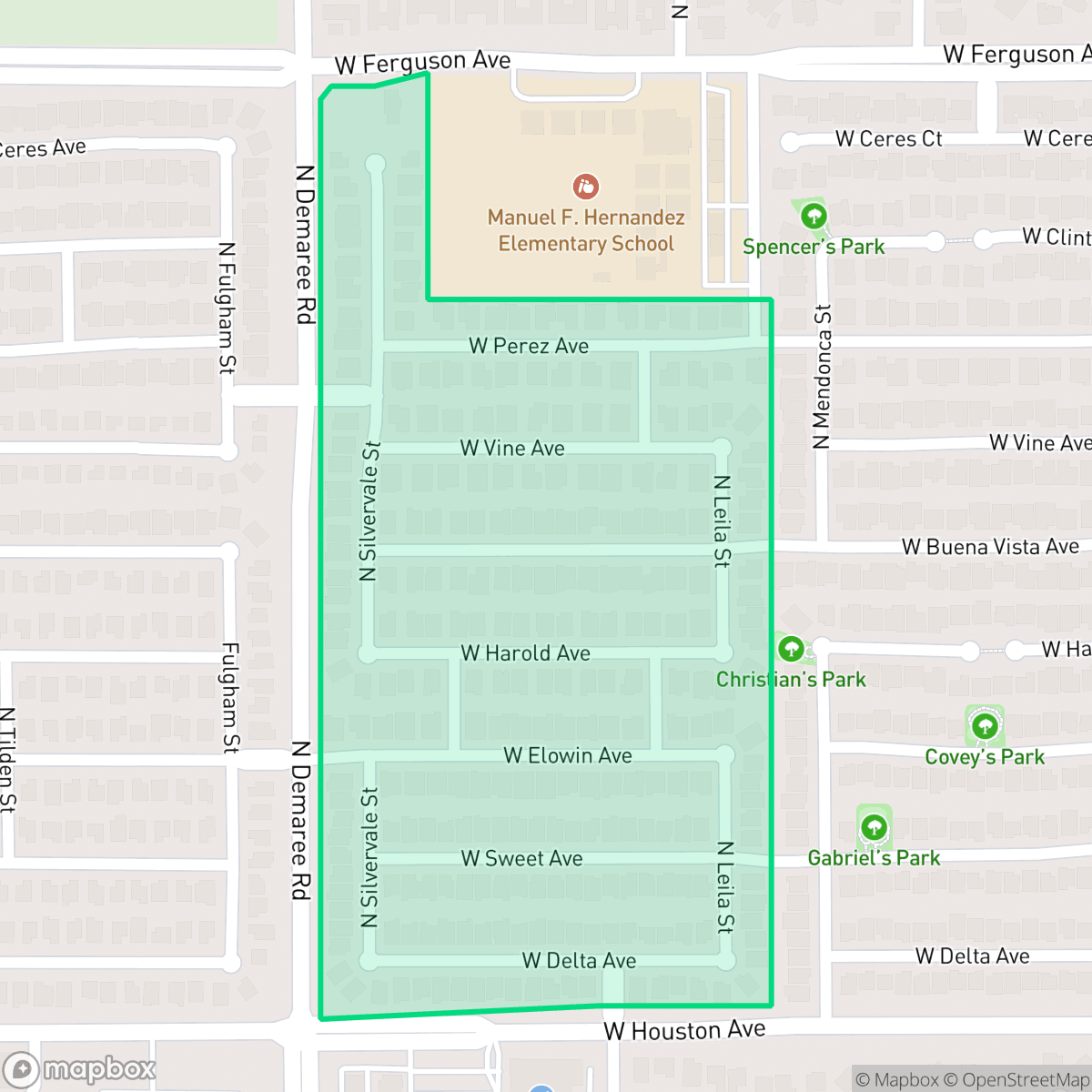 Map showing the location of Luisi Ranch, Visalia, CA