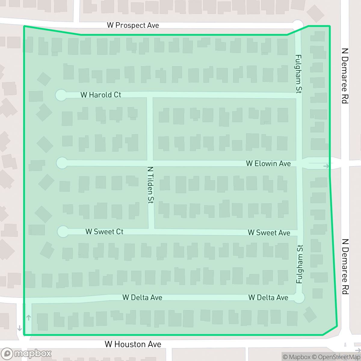 Map showing the location of Oakwood, Visalia, CA