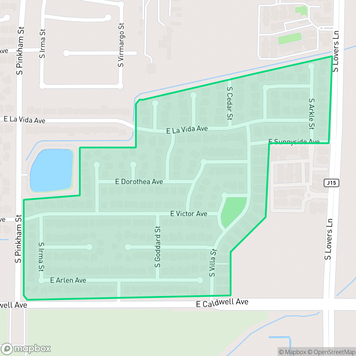 Map showing the location of Park Place, Visalia, CA