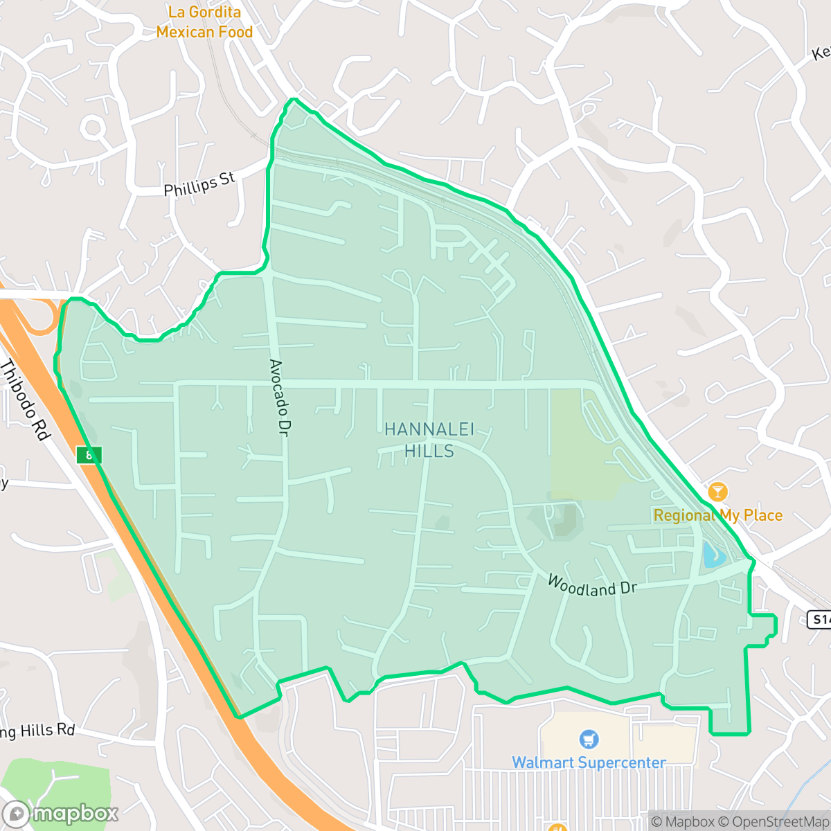 Map showing the location of Hannalei Hills, Vista, CA