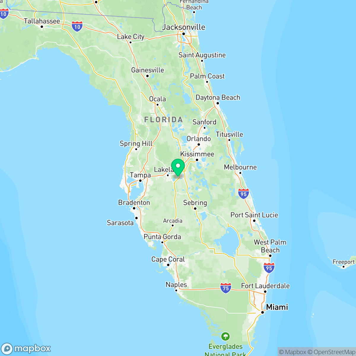 Map showing the location of Florida — coverage area