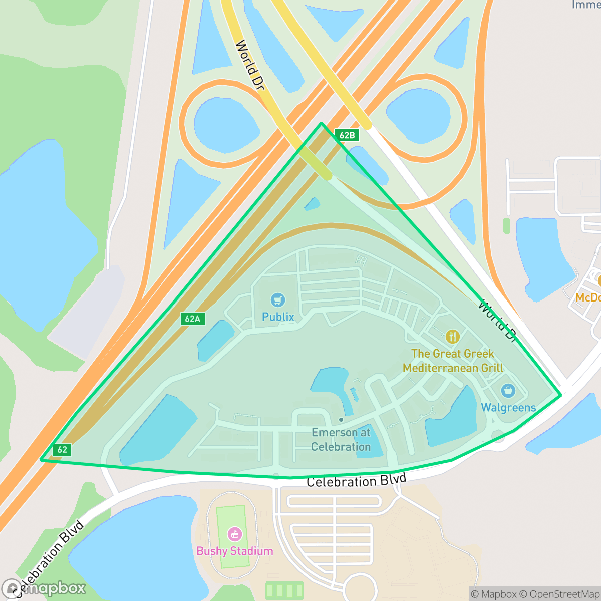 Map showing the location of Emerson at Celebration, Celebration, FL