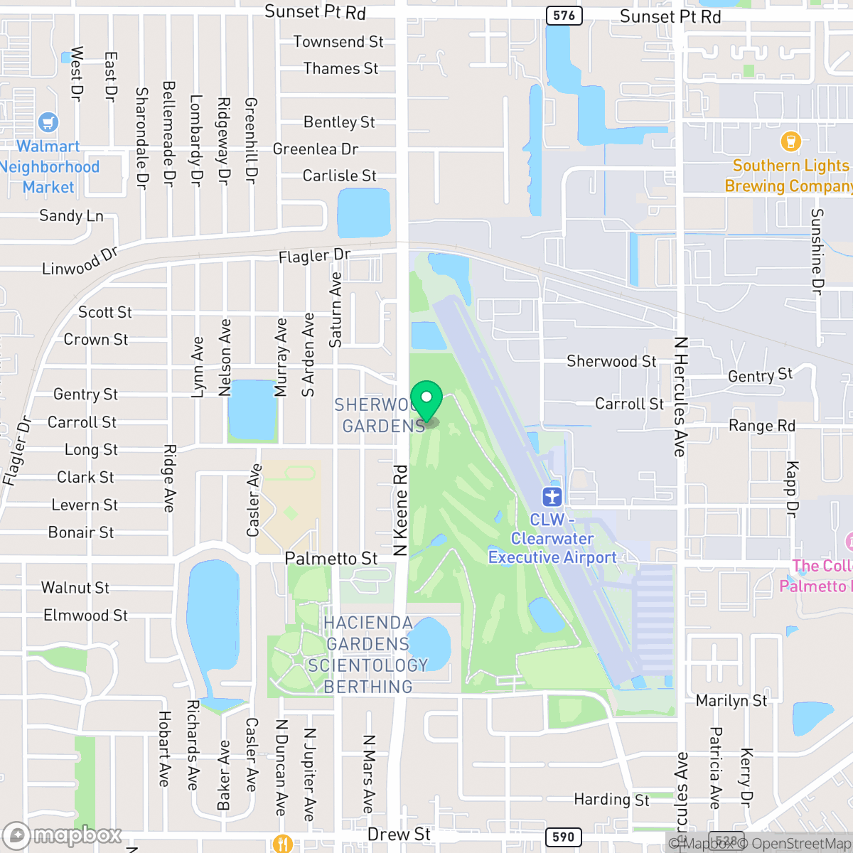 Map showing the location of Clearwater, FL — coverage area