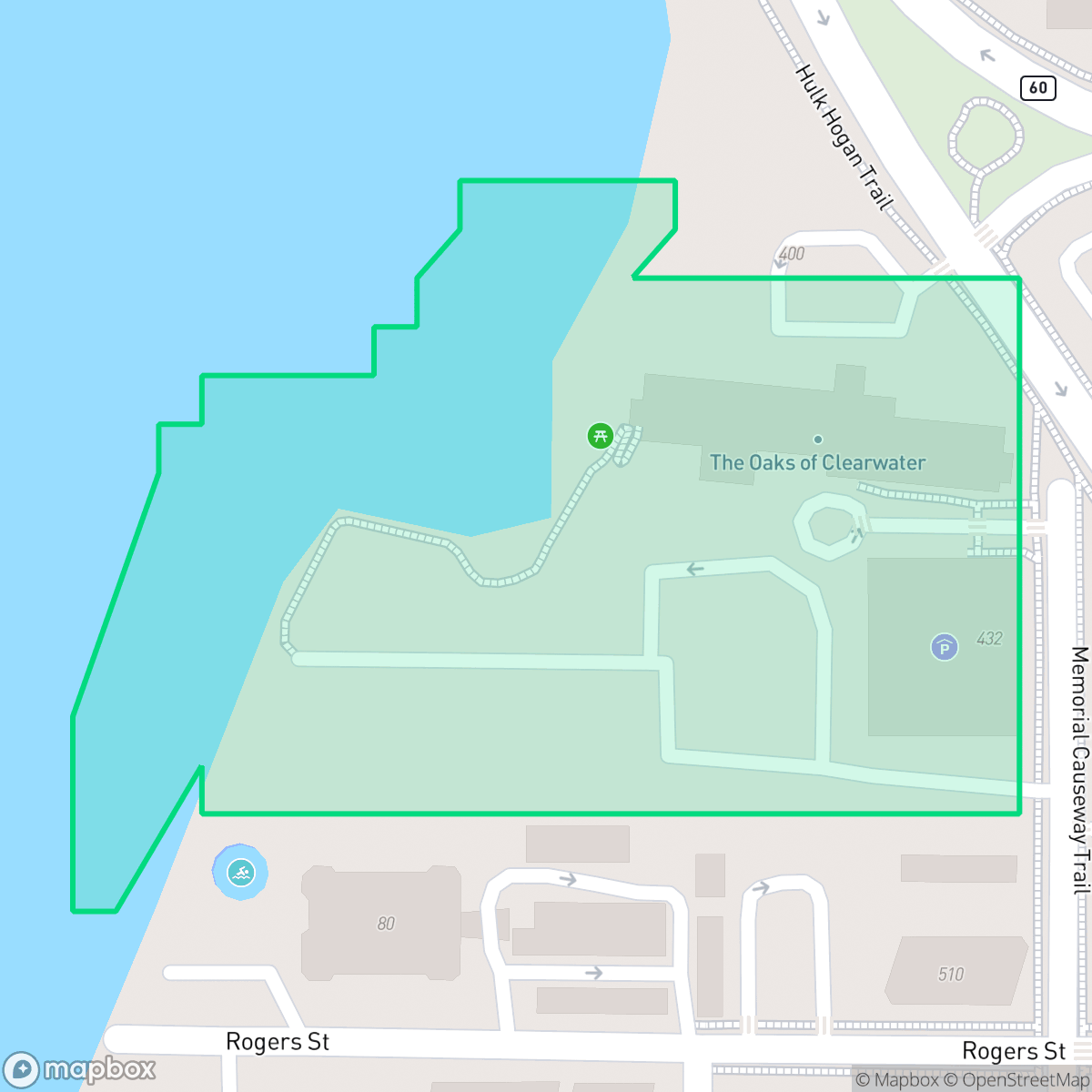 Map showing the location of Oak Bluffs Condominium Association, Clearwater, FL