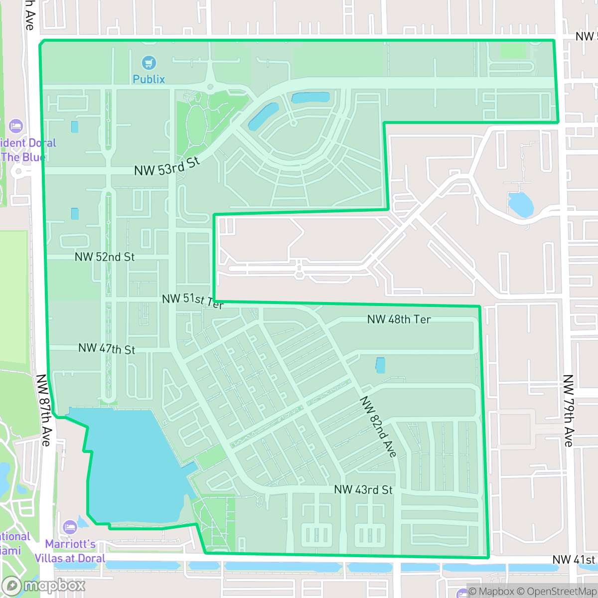 Map showing the location of Downtown Doral, Doral, FL