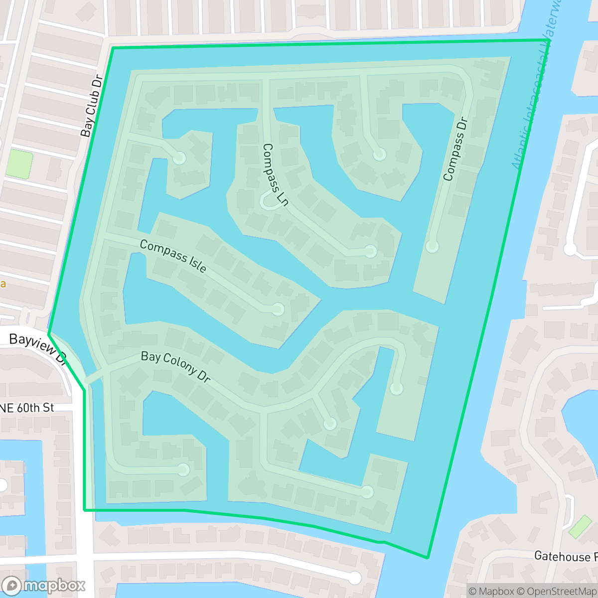 Map showing the location of Bay Colony, Fort Lauderdale, FL