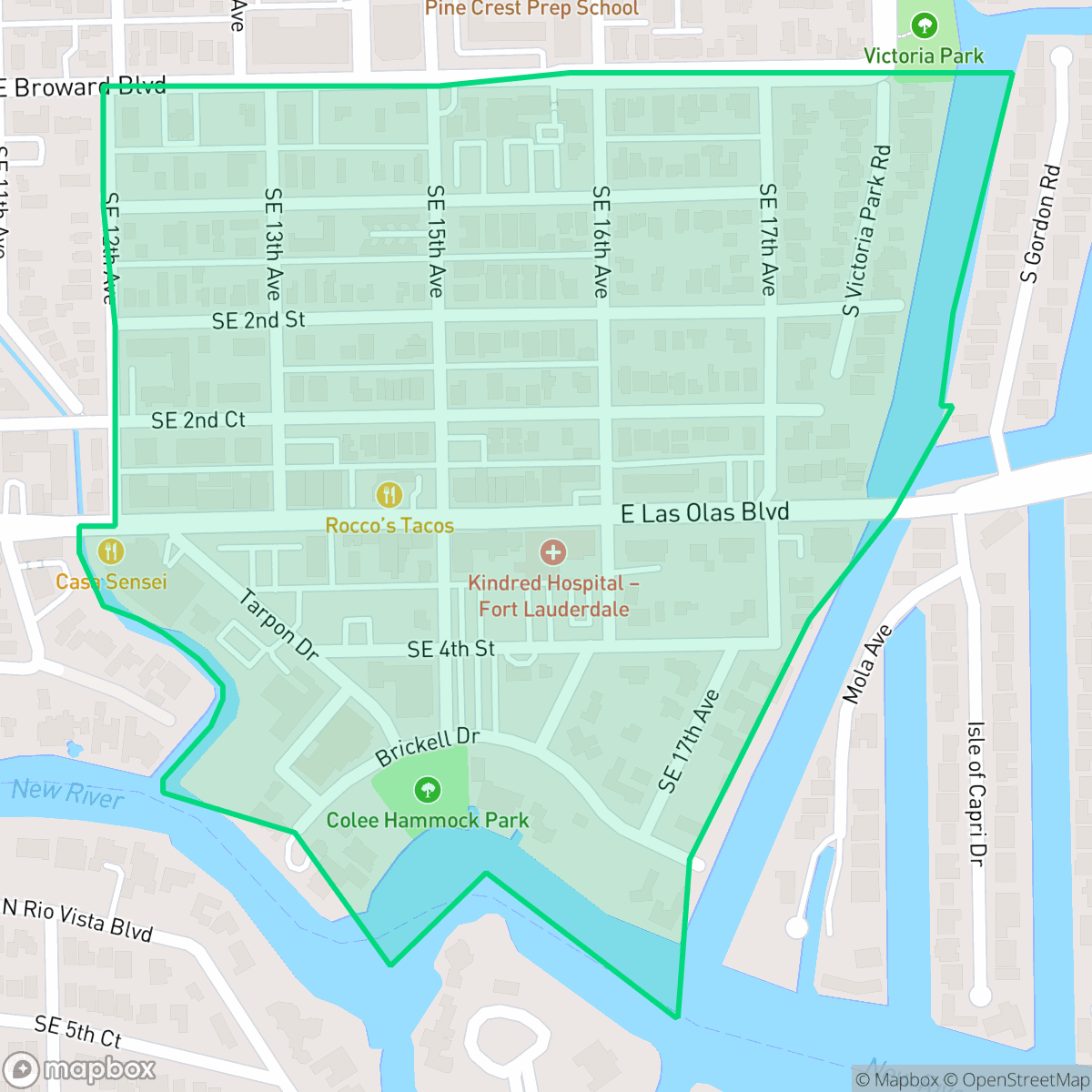 Map showing the location of Colee Hammock, Fort Lauderdale, FL