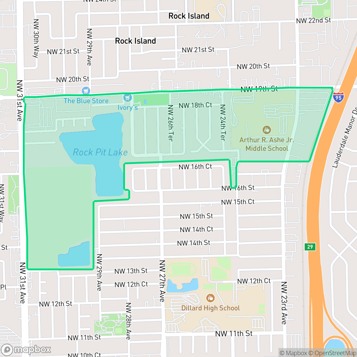 Map showing the location of Lake Aire Palm View, Fort Lauderdale, FL