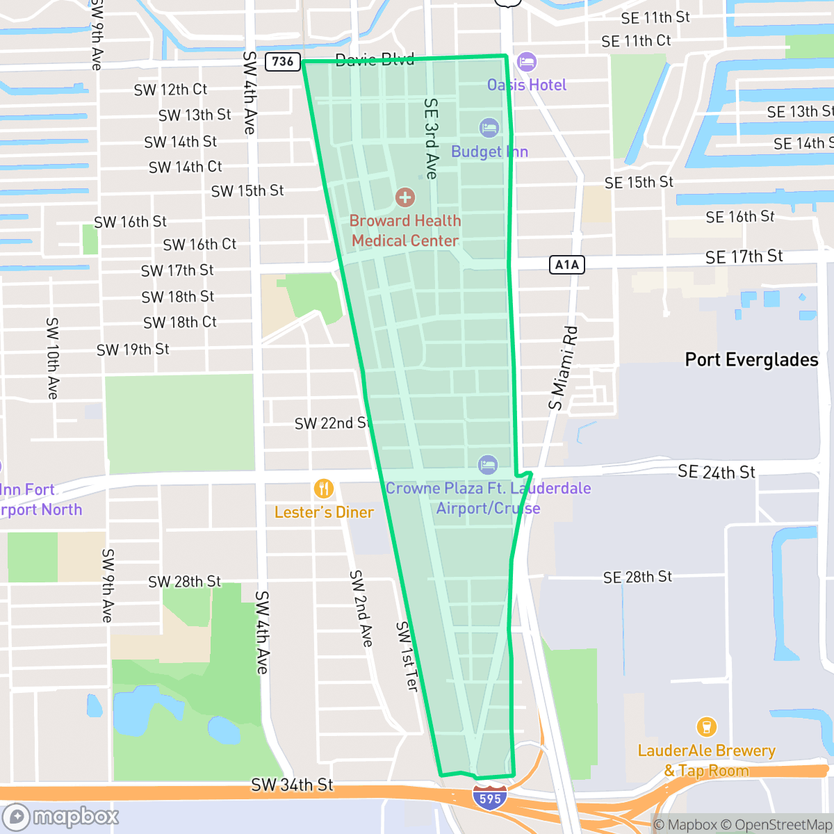 Map showing the location of Poinciana Park, Fort Lauderdale, FL