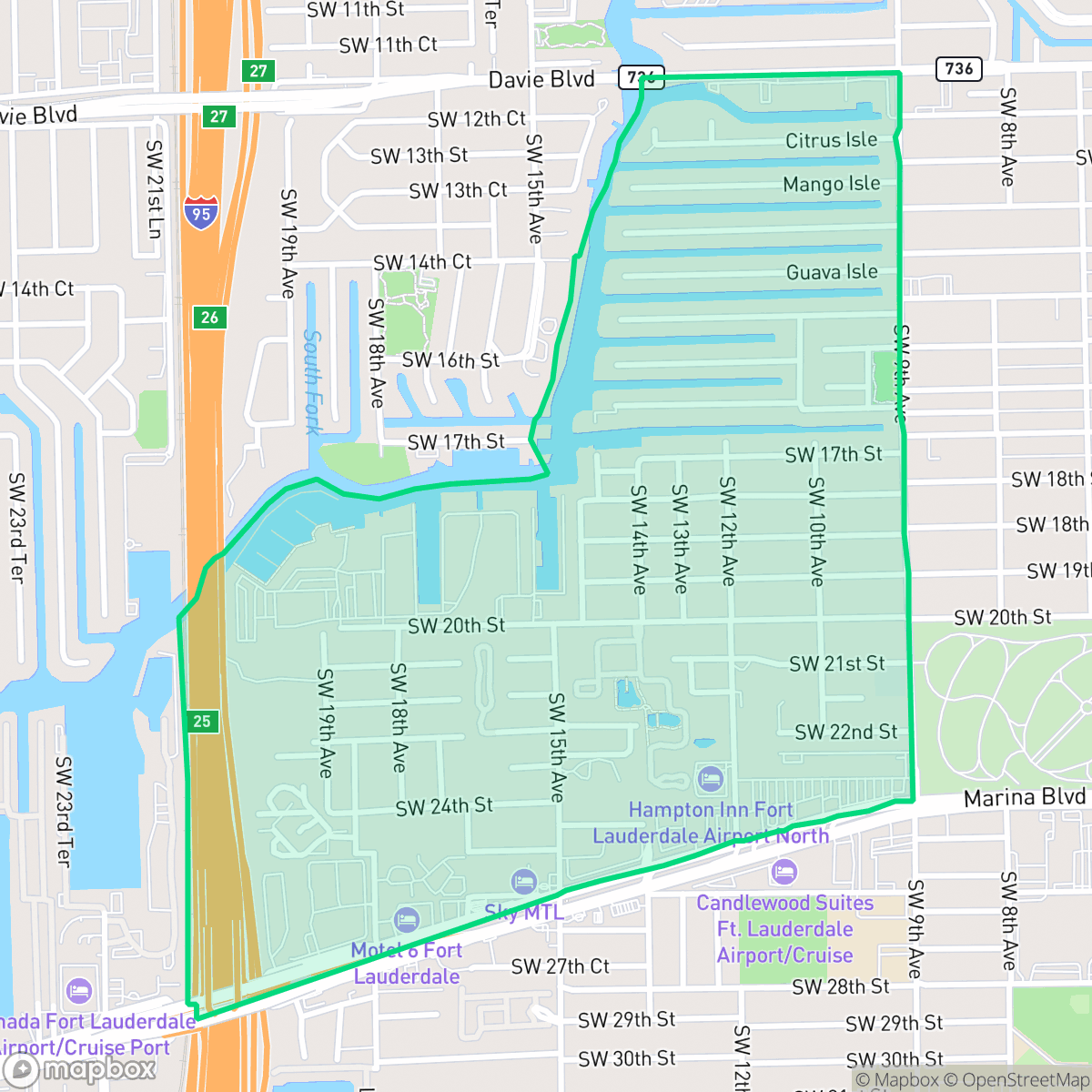 Map showing the location of River Oaks, Fort Lauderdale, FL
