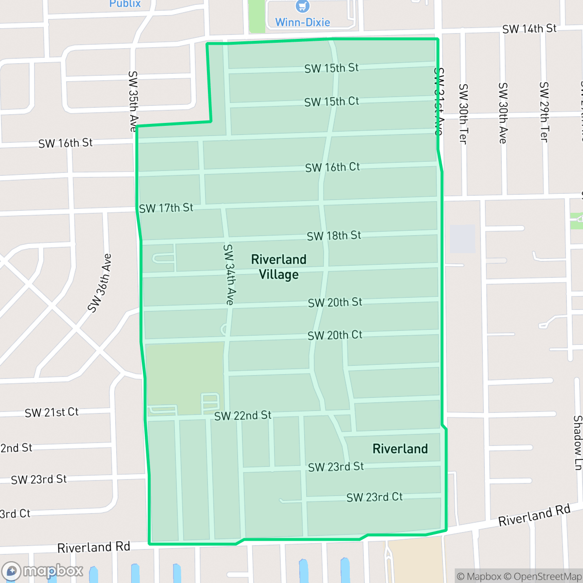 Map showing the location of Riverland Village, Fort Lauderdale, FL