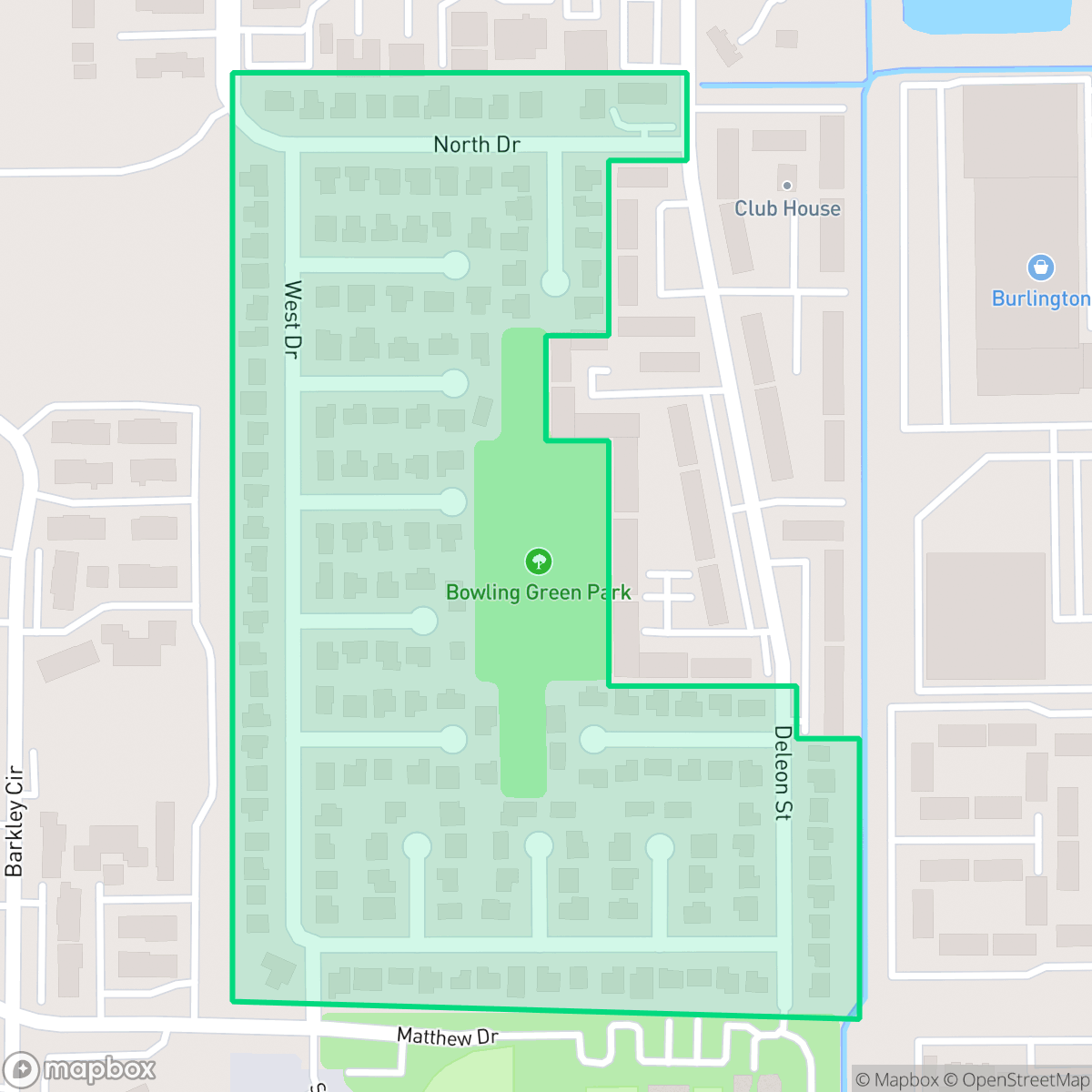 Map showing the location of Bowling Green, Fort Myers, FL