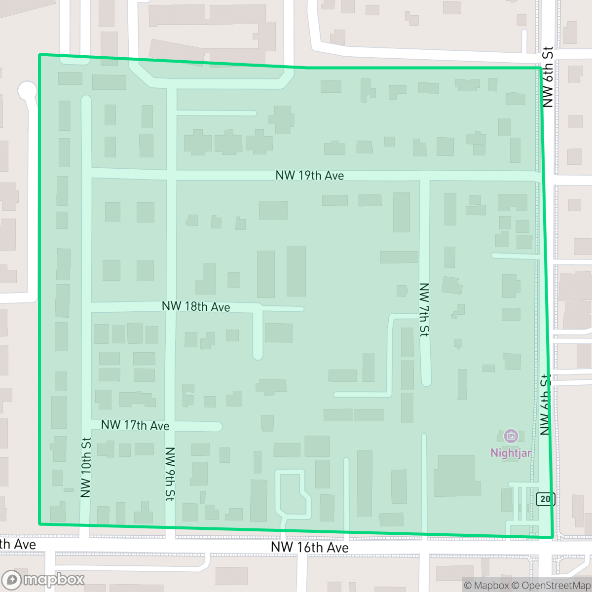 Map showing the location of Gateway Park, Gainesville, FL