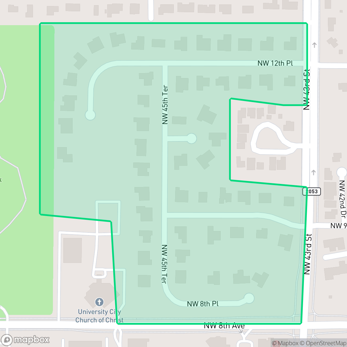 Map showing the location of Landmark Woods, Gainesville, FL