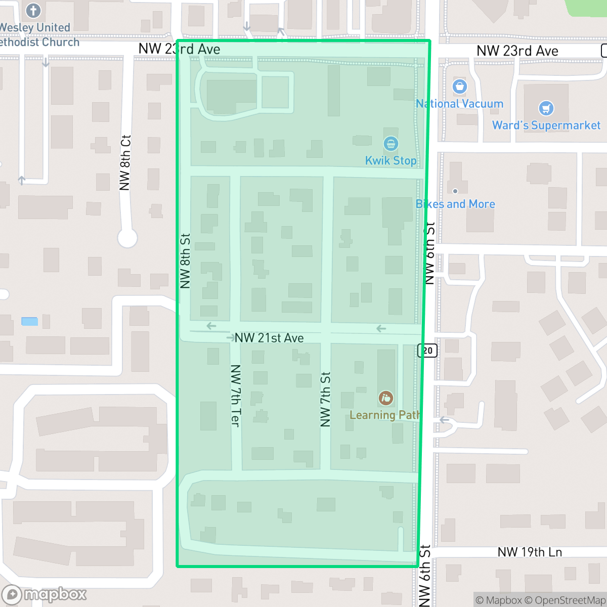Map showing the location of Pinepark, Gainesville, FL