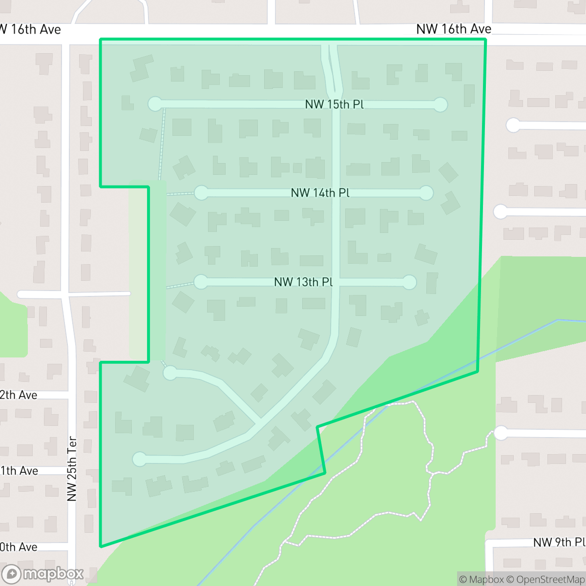 Map showing the location of Raintree, Gainesville, FL
