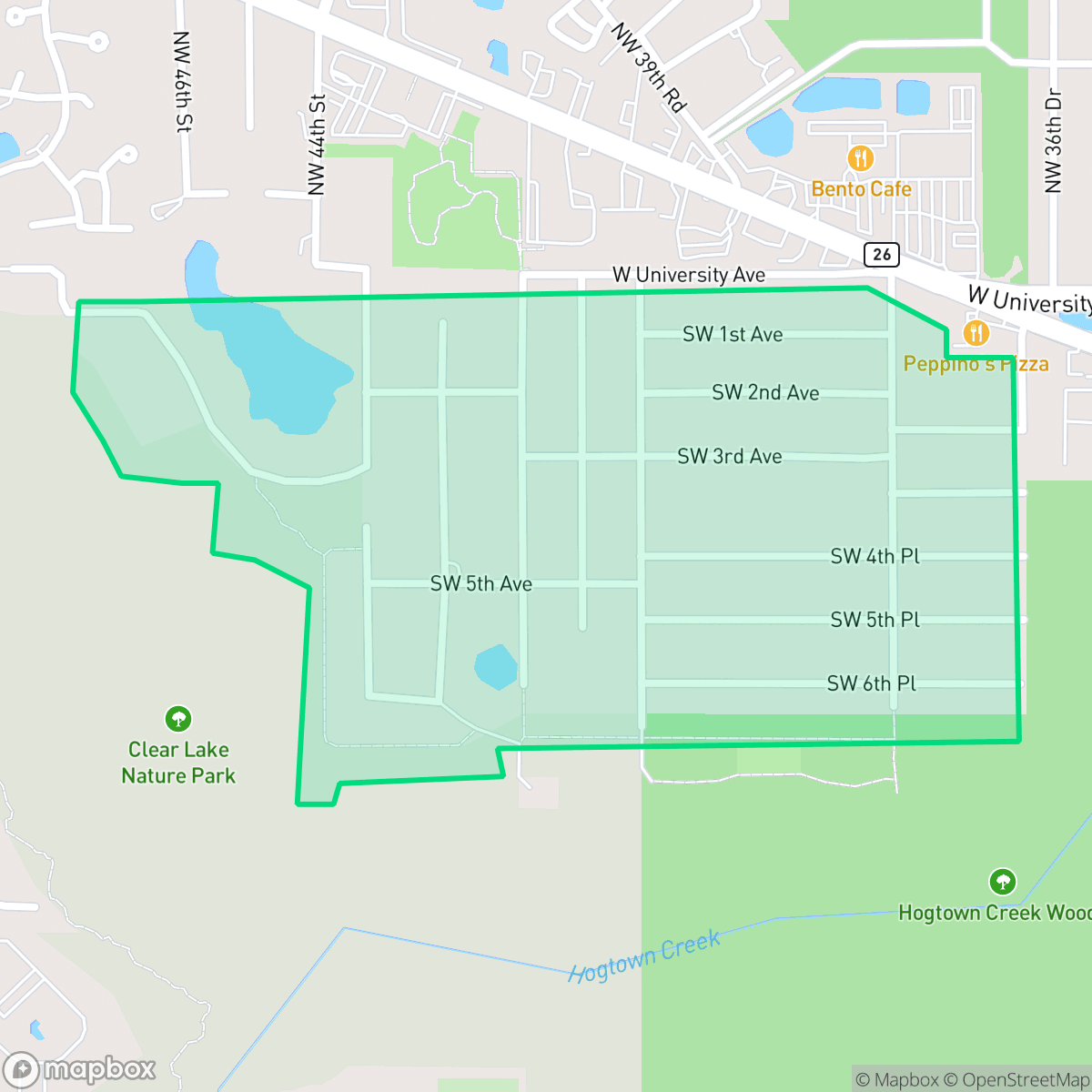 Map showing the location of Sugar Foot, Gainesville, FL