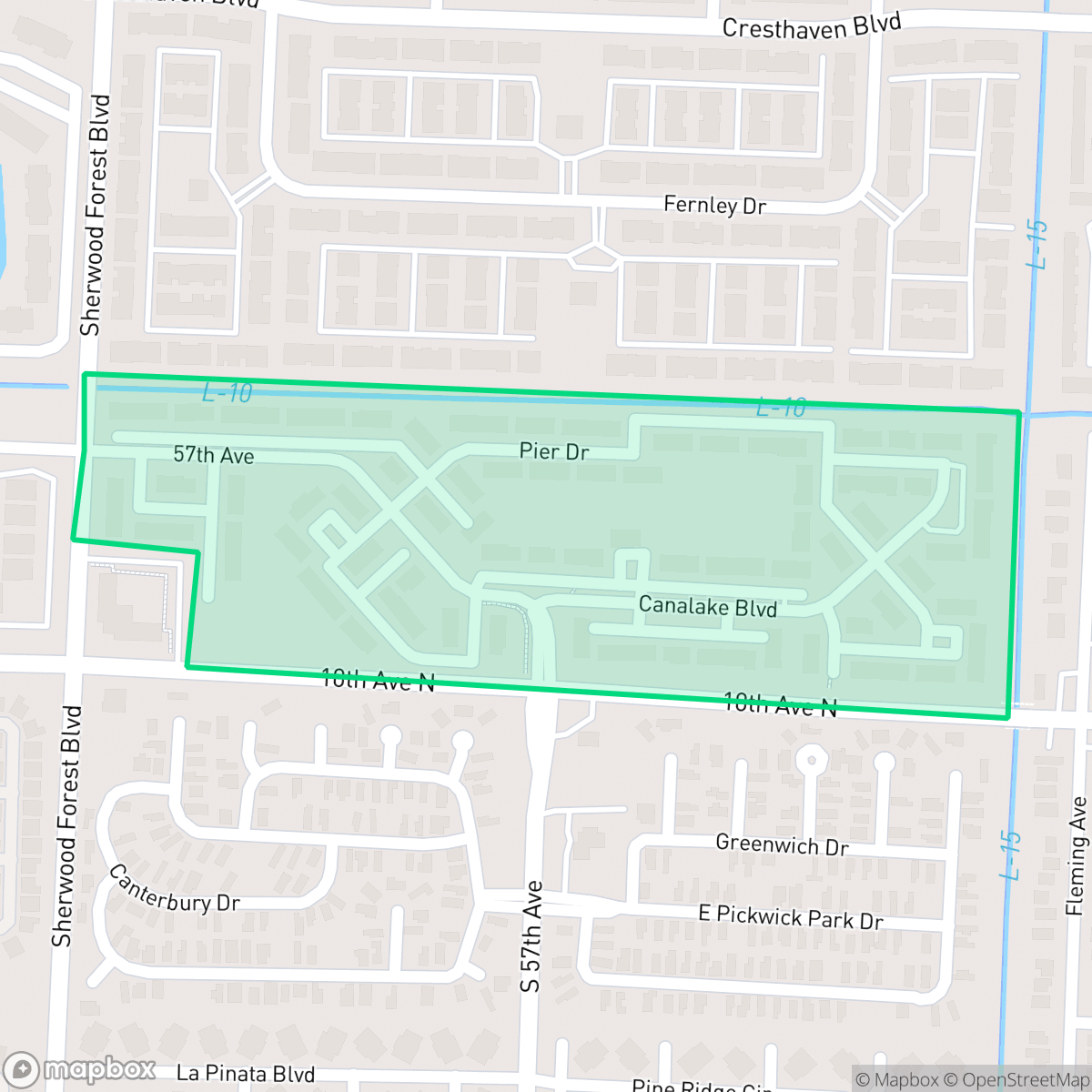 Map showing the location of Canalakes, Greenacres, FL