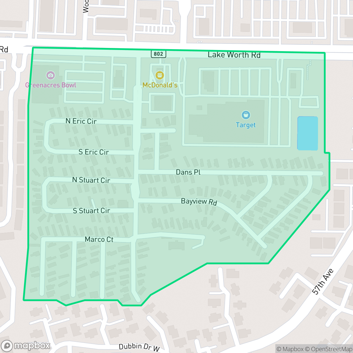 Map showing the location of Colonial Coach Estates, Greenacres, FL