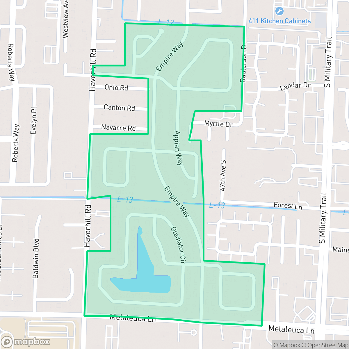 Map showing the location of Palm Beach Villas, Greenacres, FL
