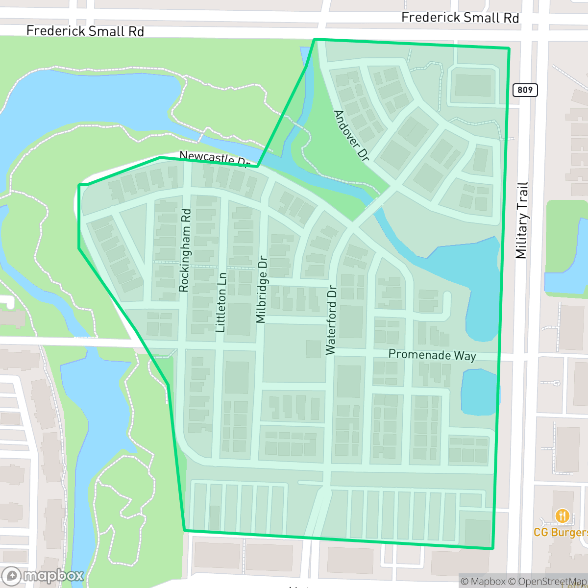 Map showing the location of Cambridge, Jupiter, FL