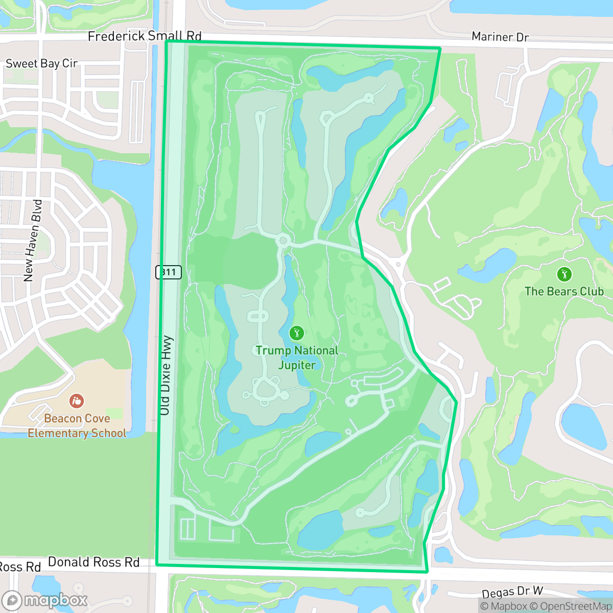 Map showing the location of Ritz Carlton, Jupiter, FL