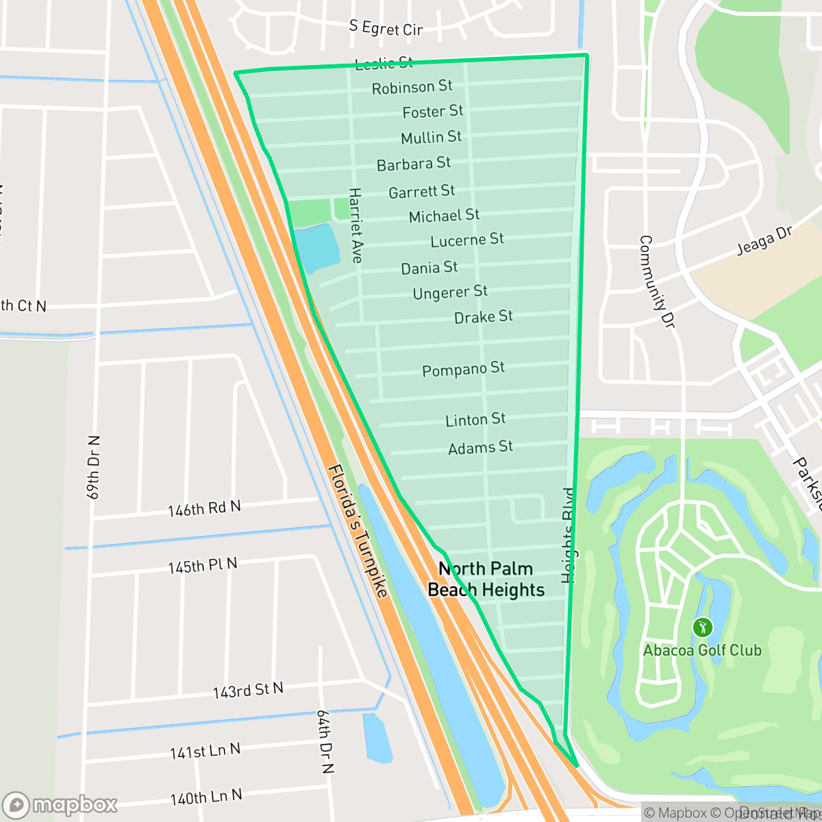Map showing the location of The Heights of Jupiter, Jupiter, FL